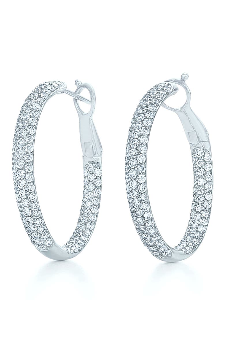 Moonlight Pavé Diamond Hoop Earrings, Main, color, WHITE GOLD