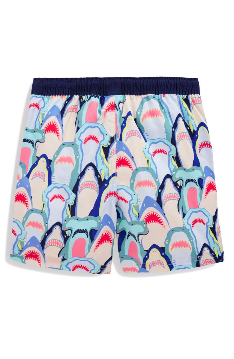 Mini Boden Kids
 Shark Print Swim Shorts, Alternate, color, Multi Shark Audience