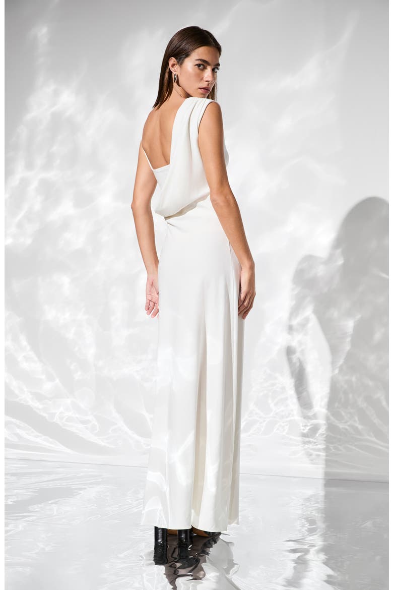 Laurel Sleeveless Stretch Jersey Gown, Alternate, color, OFF WHITE