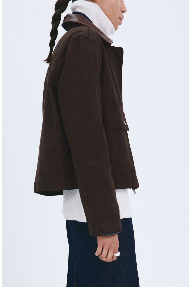 Denim & Faux Leather Barn Jacket, Alternate, color, CHOCOLATE