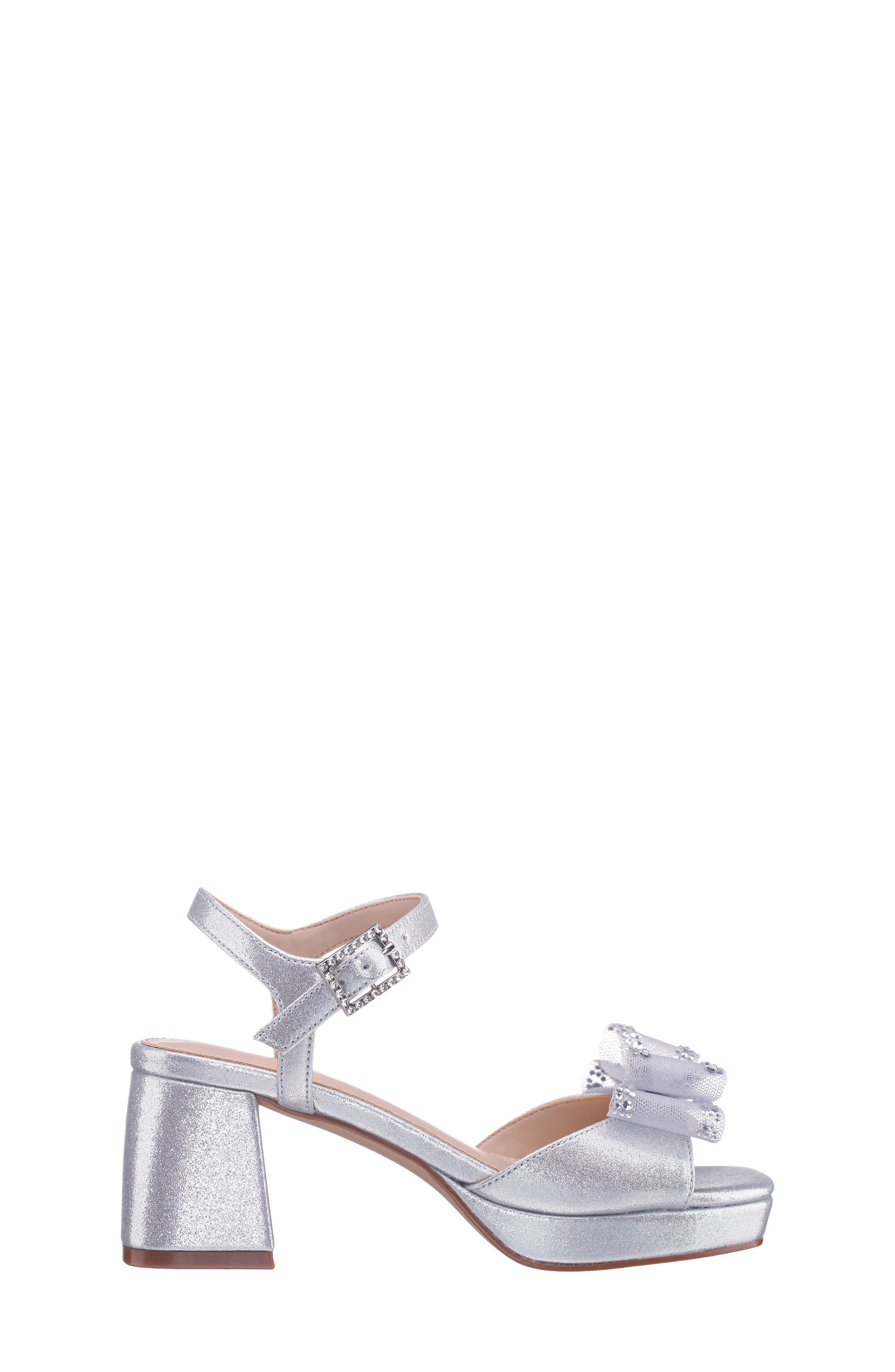 Kids' Aiza Ankle Strap Platform Sandal, Alternate, color, SILVER SHIMMER