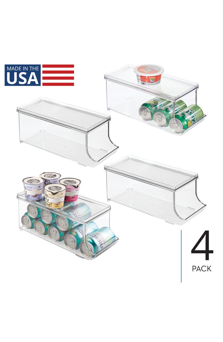 Basic Soda Can Organizer with Lid for Pantry or Refrigerator - Set of 4 - Clear, Alternate, color, Clear