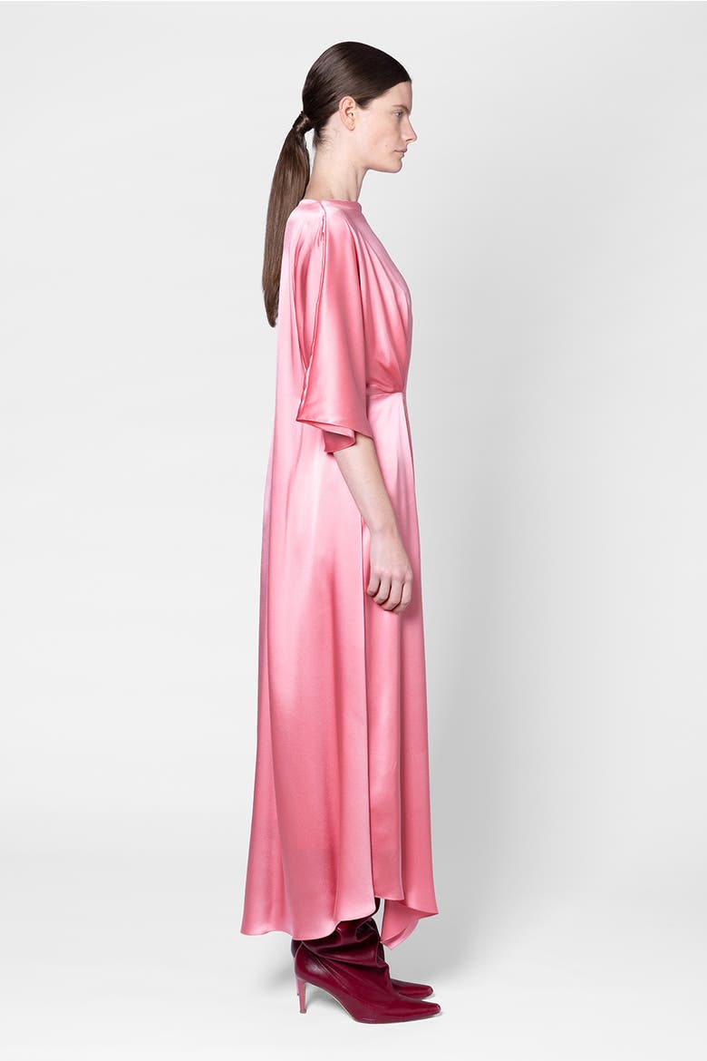 Silk A-line Draped Ida Dress, Alternate, color, Rosado