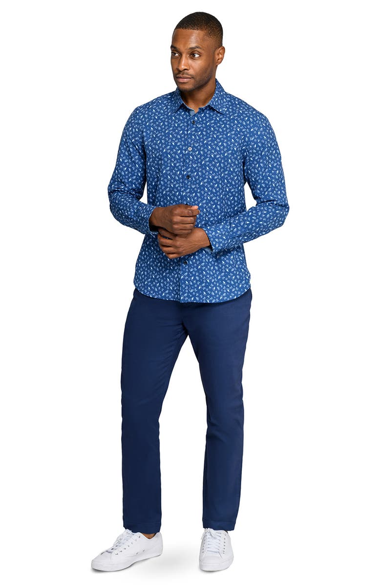 CONSTRUCT Paisley Woven Long Sleeve Basic, Alternate, color, Steel Blue