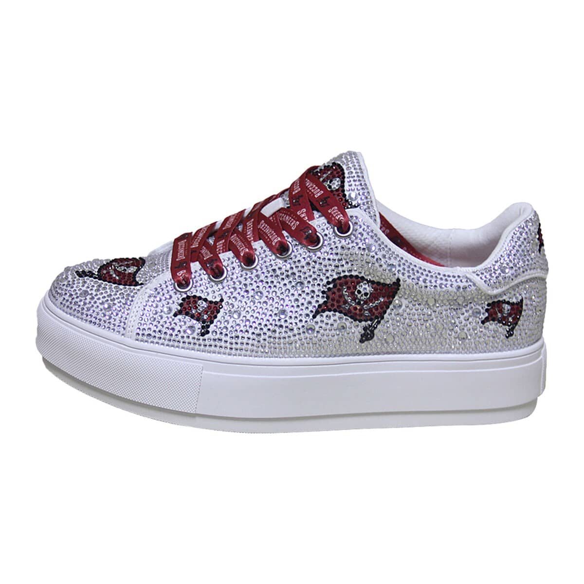 CUCE Women's Cuce White Tampa Bay Buccaneers Crystal Team Logo Sneakers, Alternate, color, 