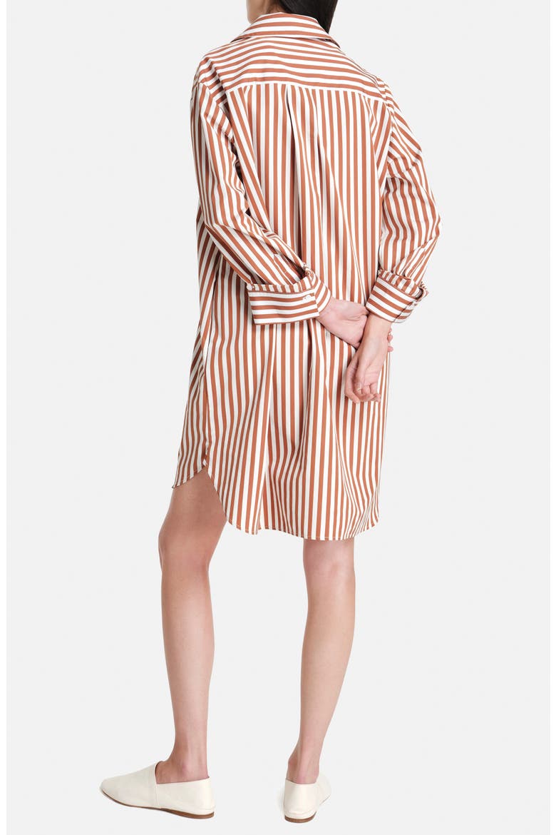Morning After Oversize Stripe Long Sleeve Cotton Shirtdress, Alternate, color, IVORY/ COGNAC