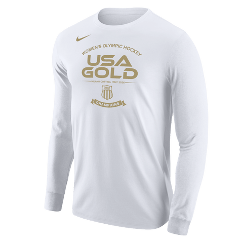 Unisex Nike White Women's USA Hockey 2026 Winter Olympics Gold Medal Long Sleeve T-Shirt