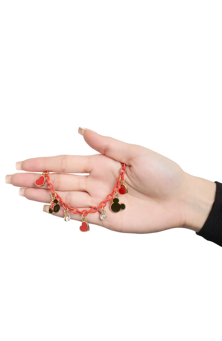 Disney Heart Charm Bracelet, Alternate, color, Red