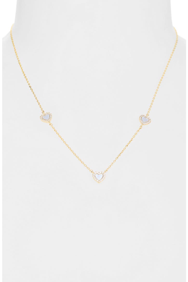 Heart Drop Necklace, Alternate, color, CLEAR- WHITE- GOLD