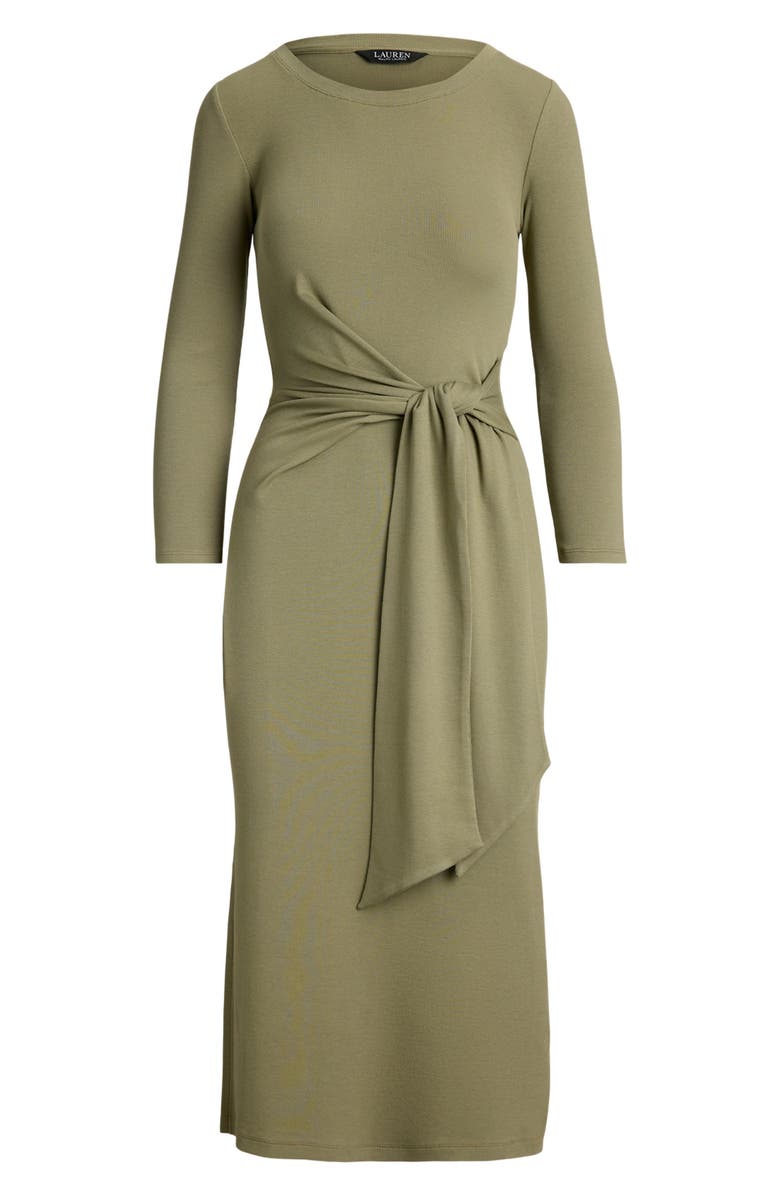 Lauren Ralph Lauren Long Sleeve Tie Waist Midi Dress, Alternate, color, Light Agave Green
