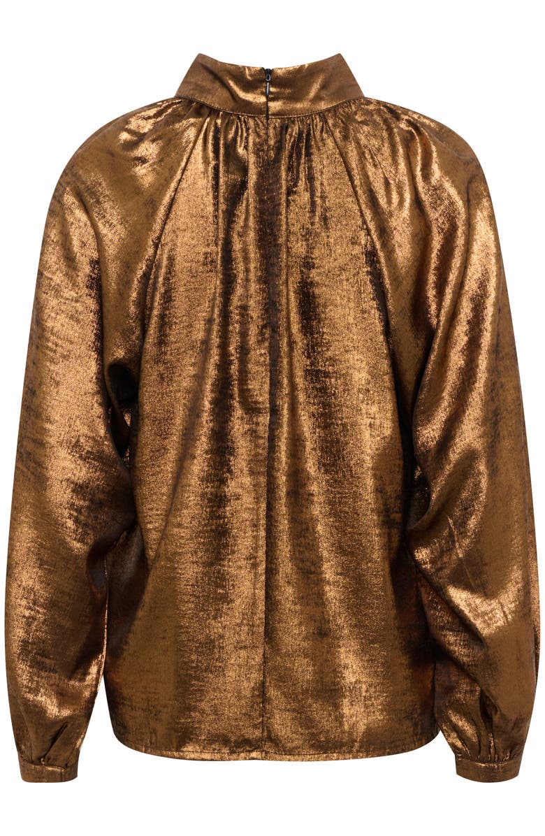 Soaked in Luxury SLElvie Funnel Neck Metallic Blouse, Alternate, color, Copper