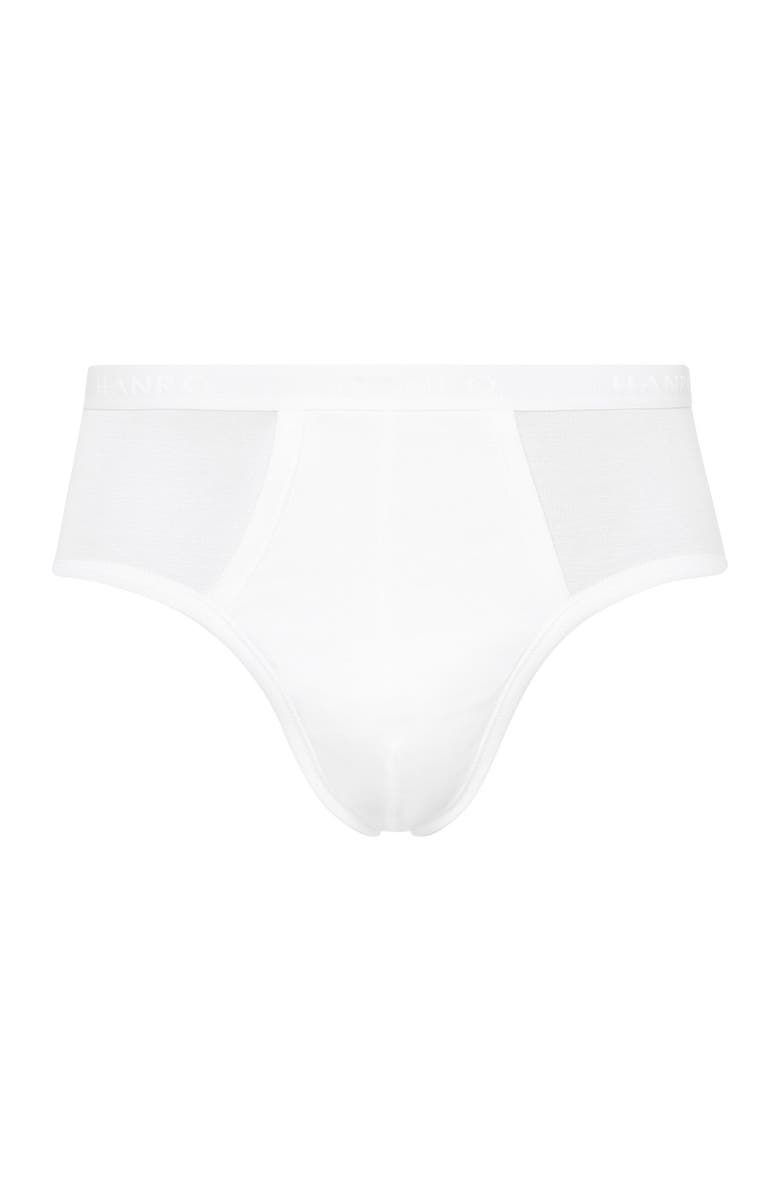 Hanro Cotton Pure Cotton Brief With Fly, Main, color, White
