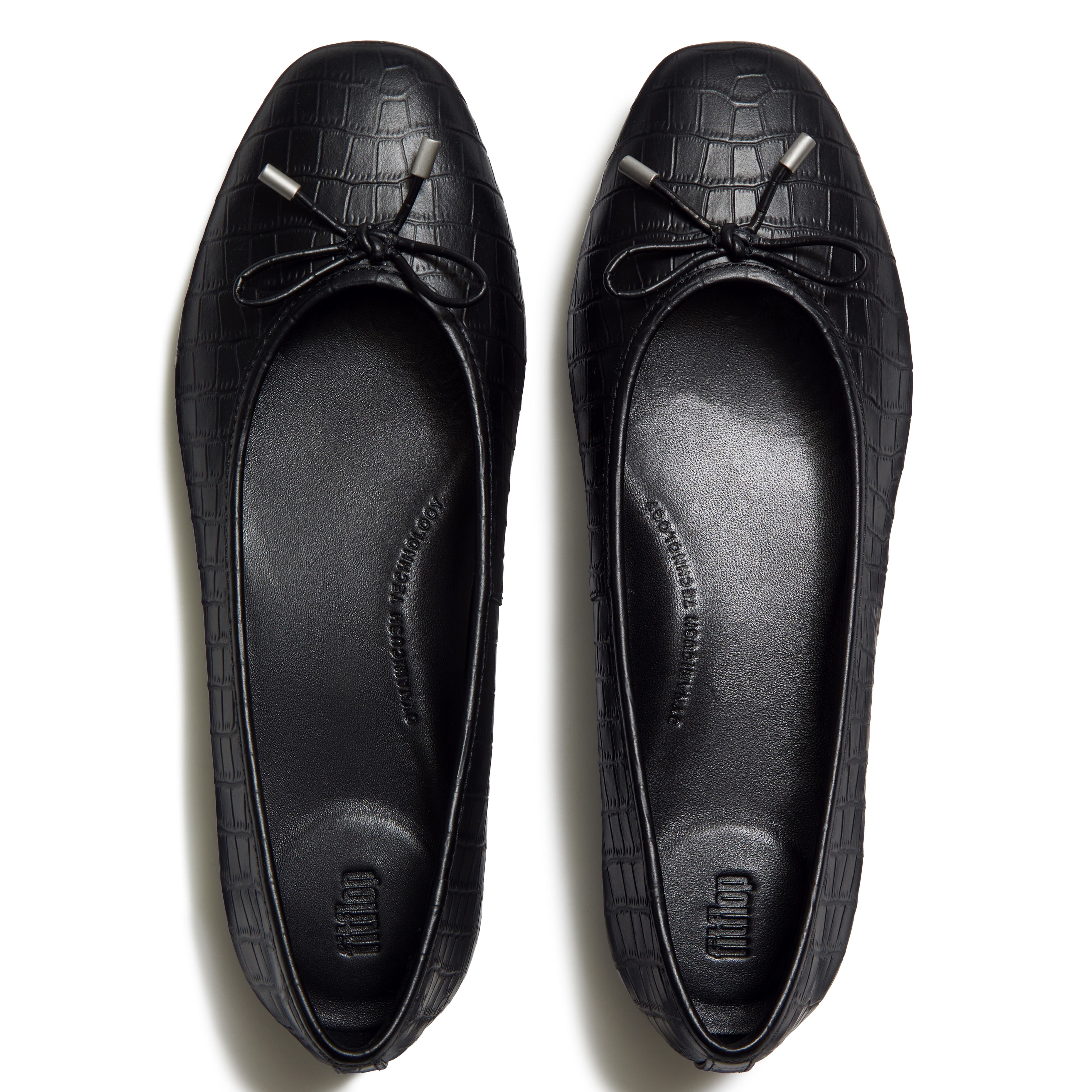 Delicato Crocodile Ballerinas Flats, Alternate, color, All Black