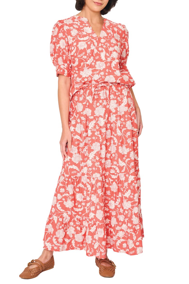 Tiered Maxi Skirt, Alternate, color, DESERT ROSE GARDEN
