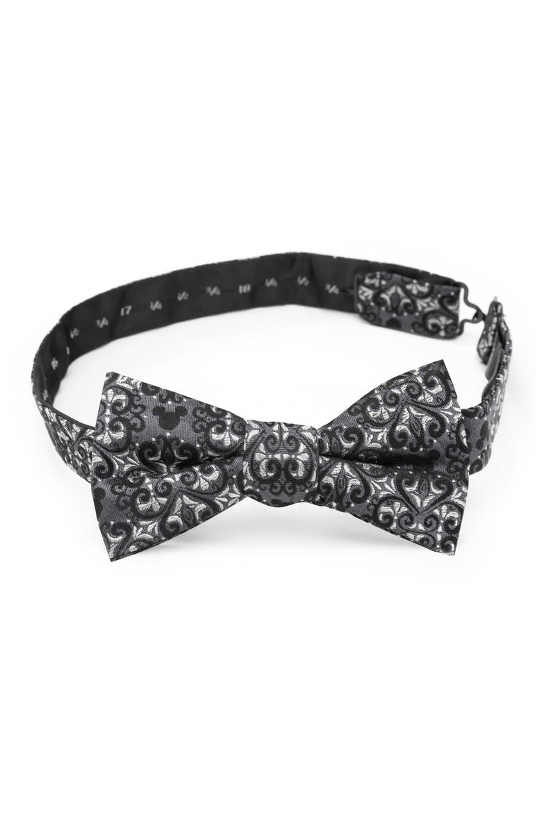 x Disney Mickey Mouse Damask Tile Silk Bow Tie, Alternate, color, GRAY