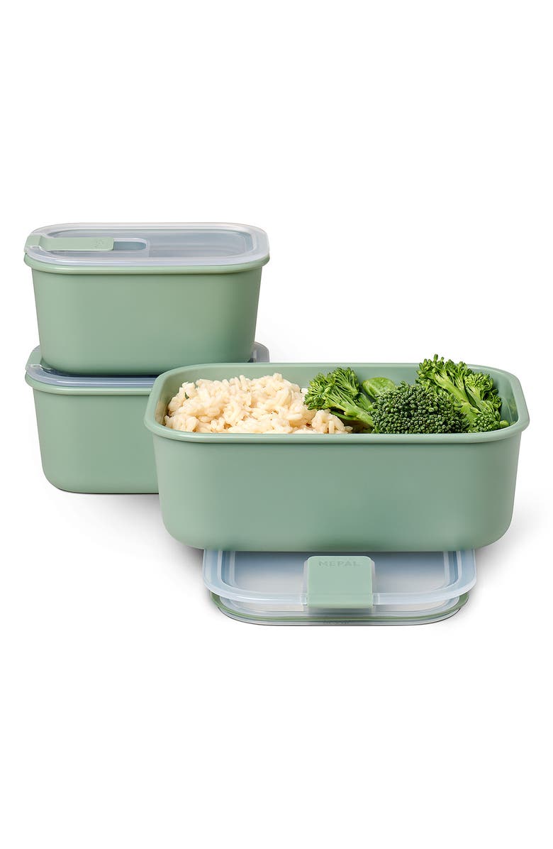 Mepal Easyclip 3-Piece Rectangular Lunch Box Set, Alternate, color, Sage