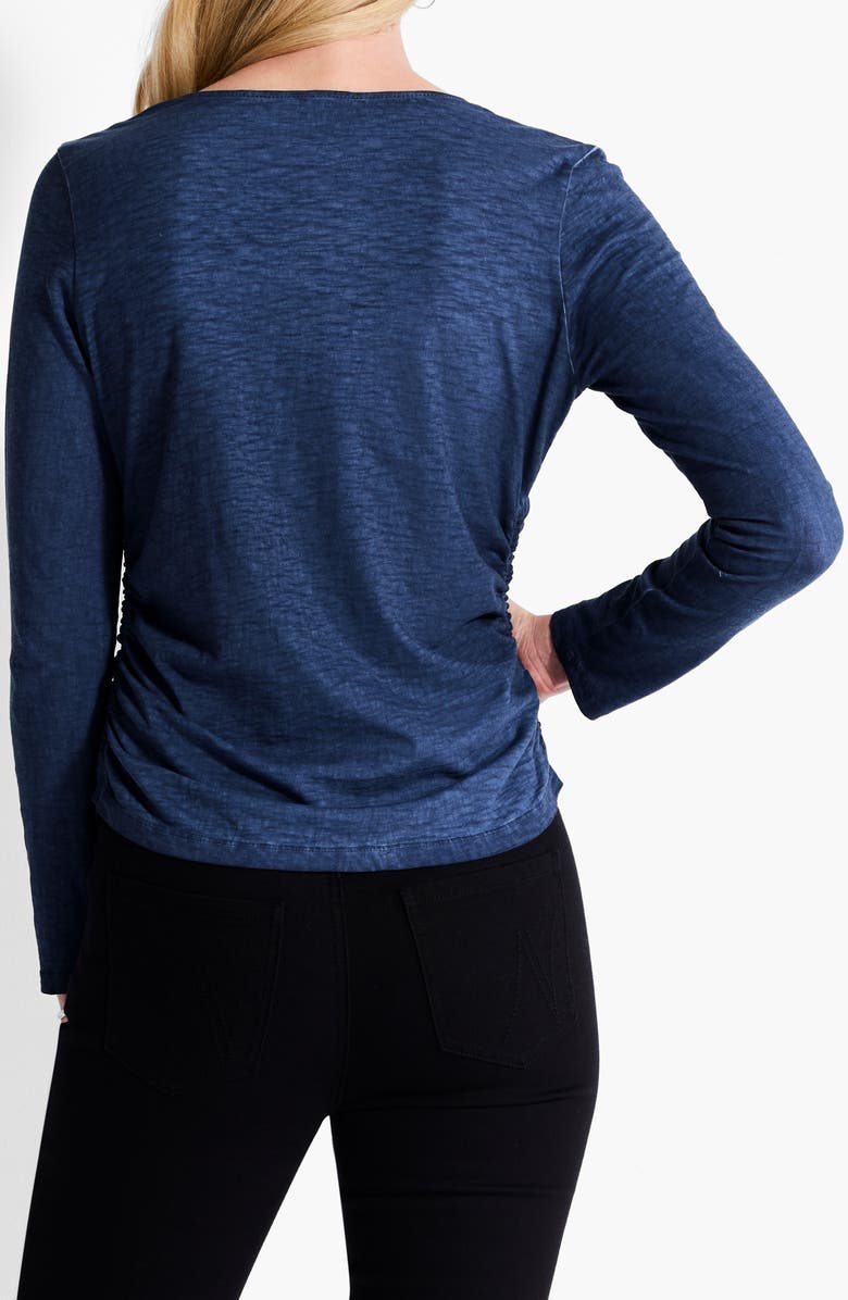 NZT by NIC+ZOE Ruched Long Sleeve Cotton Top, Alternate, color, 
