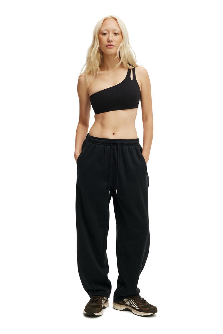 Women's Active Plush Essential Barrel Sweatpant, Alternate, color, Black