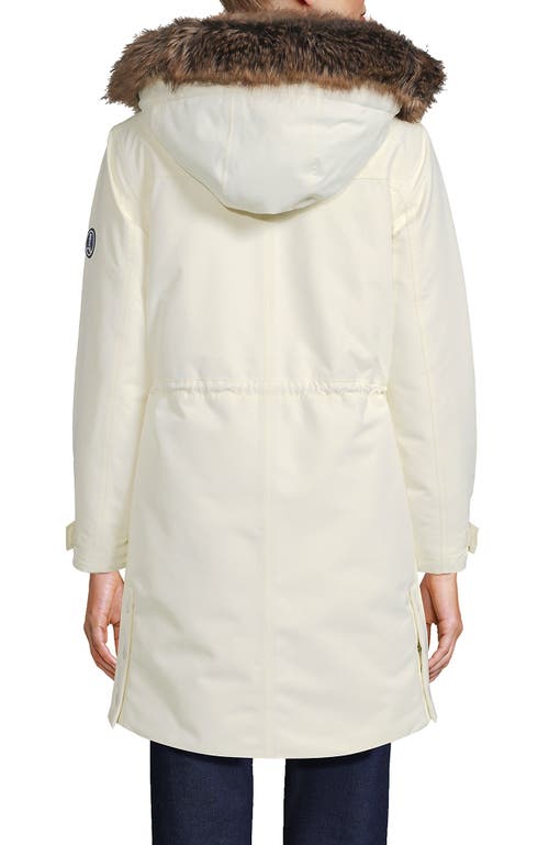 Lands' End Expedition Waterproof Down Winter Parka With Faux Fur Hood In White