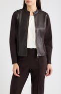 AK ANNE KLEIN Faux Leather Mixed Media Jacket