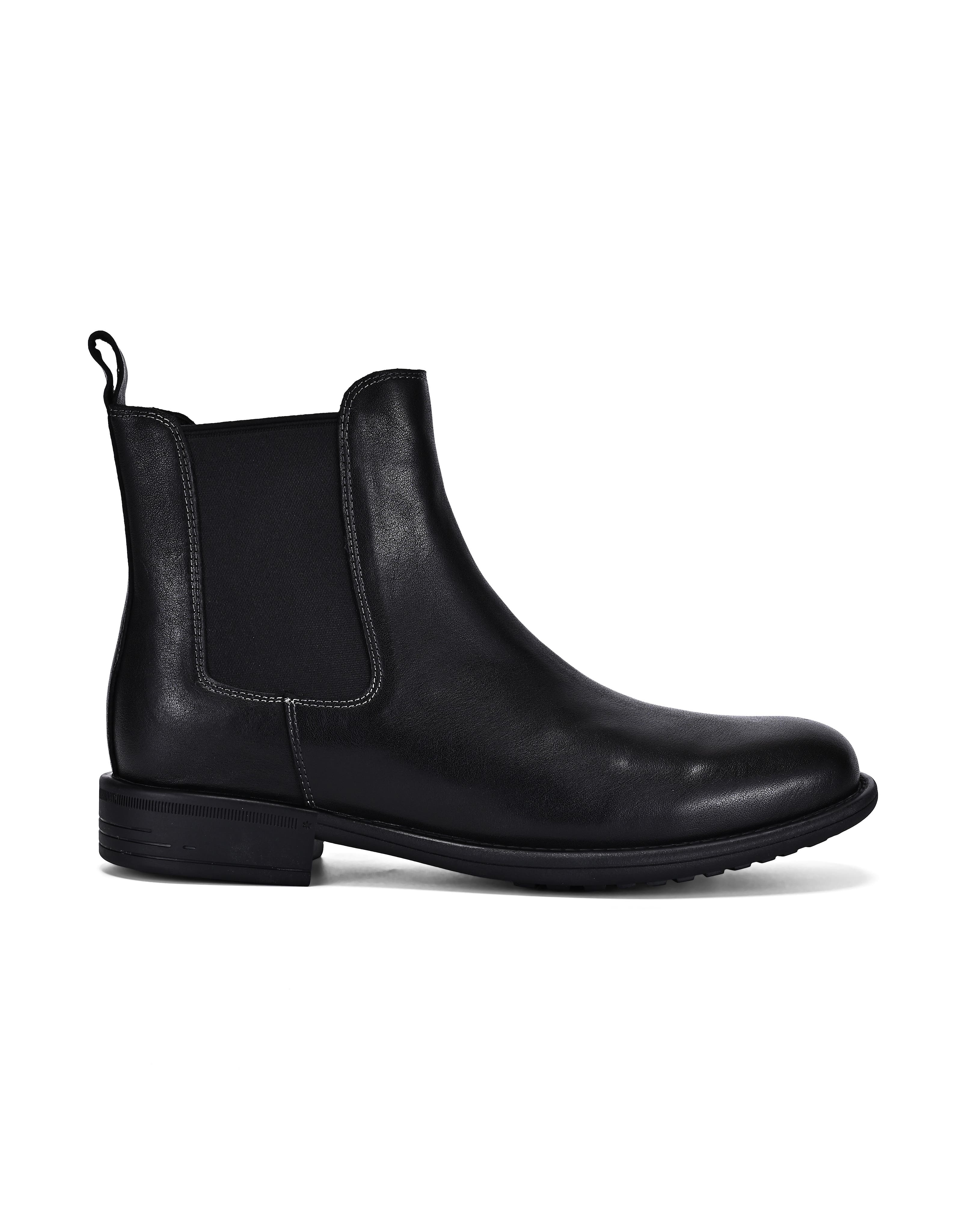 OLD TREND Classic Genuine Leather Versatile Everyday Chelsea Boot, Alternate, color, Black