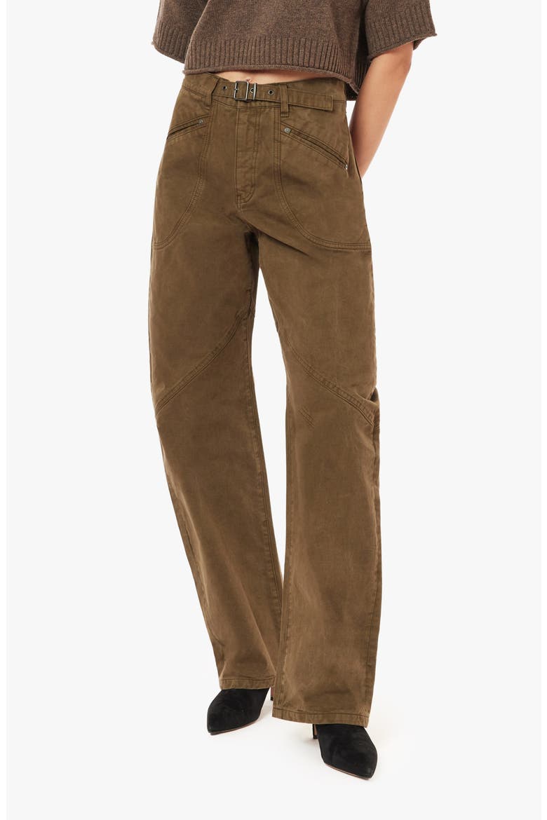 Gwen Bowed Slouch Utility Pants, Main, color, DARK MOSS