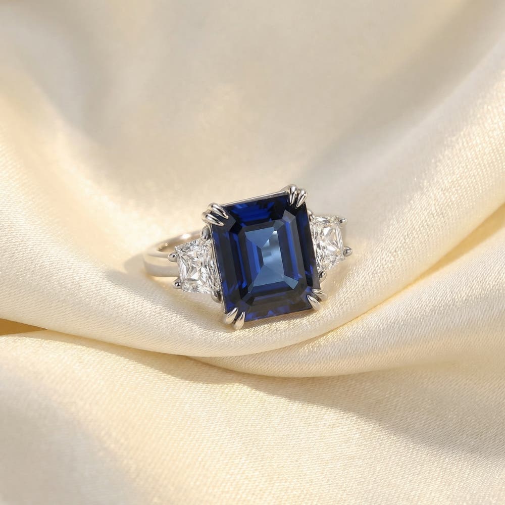 Bliss Diamond 6Ct Blue Sapphire & Diamond Anniversary Engagement Ring ...