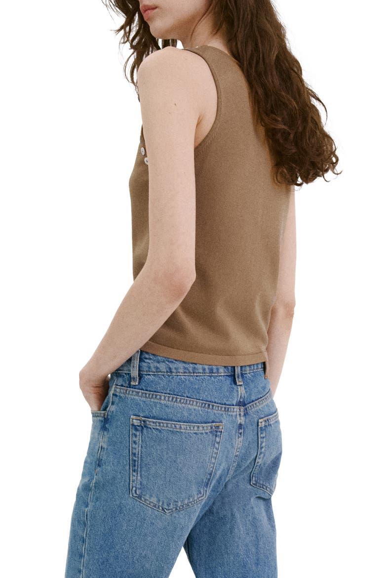 Button Trim Tank, Alternate, color, CARAMEL