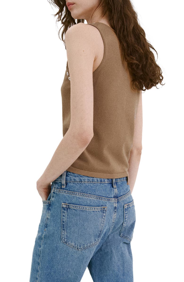 MANGO Button Trim Tank, Alternate, color, Caramel