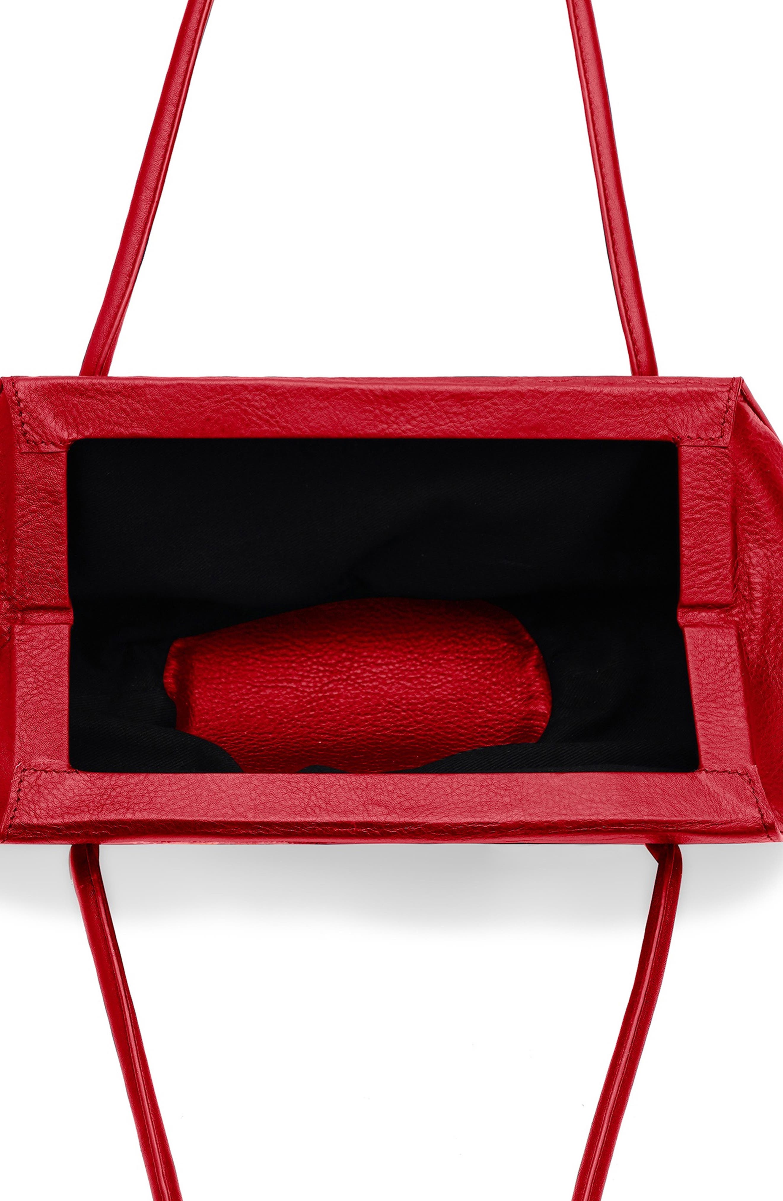 Mini Elizabeth Baguette Pebble Leather Shoulder Bag, Alternate, color, RED