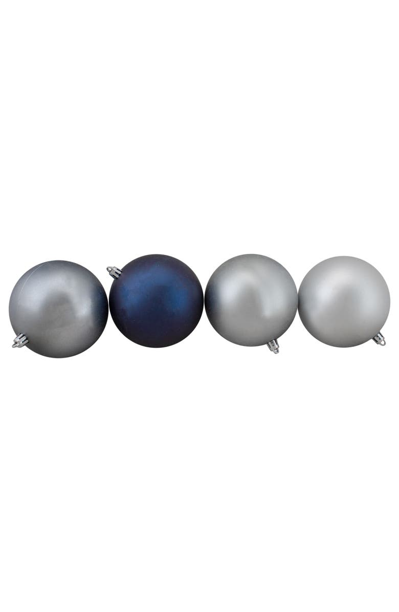 Northlight Shatterproof 3-Finish Christmas Ball Ornaments - 4" (100mm) - Silver and Blue - 12ct, Alternate, color, 