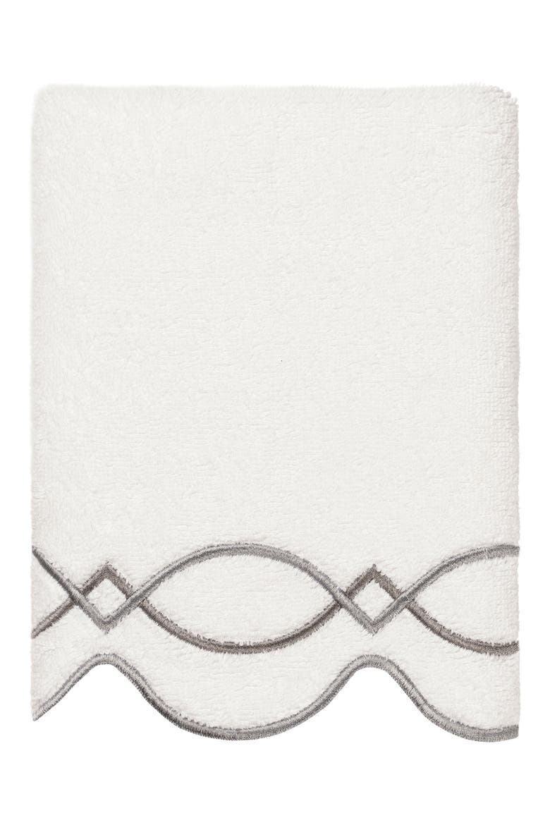 3-Piece Diamond Chain Embroidered Turkish Cotton Towel Set, Alternate, color, WHITE/ GRAY