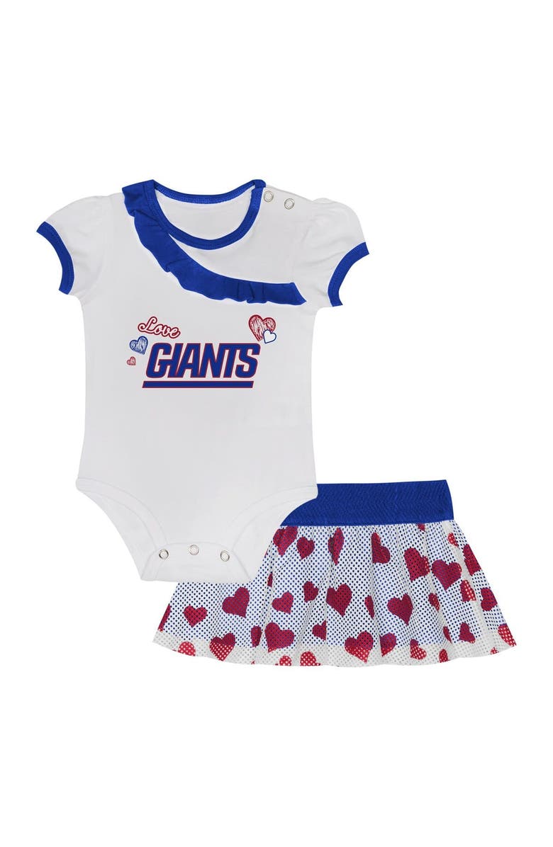 Outerstuff Infant New York Giants Love My Team Bodysuit & Skirt Set, Main, color, Royal