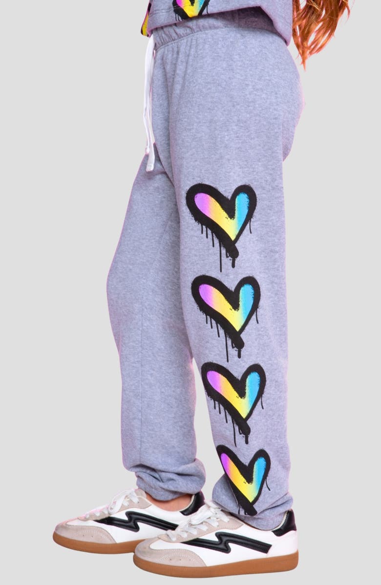 PixieLane Kids' Soft Sweatpants, Alternate, color, Heather Grey Rainbow Heart