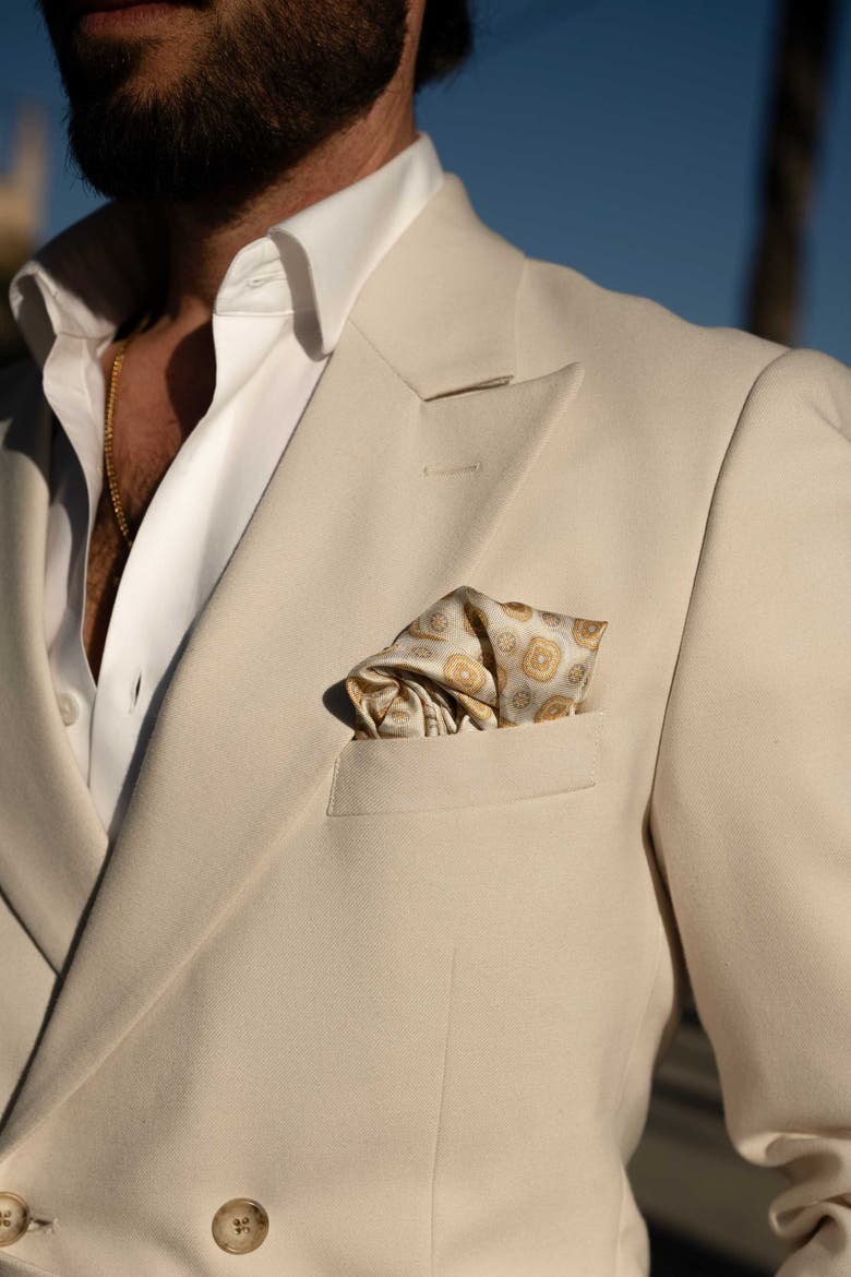 Italo - Double Sided Silk Pocket Square for Men, Alternate, color, Yellow