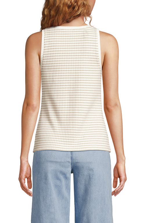 Lands' End Plus Size Pointelle Rib Uneck Tank In White