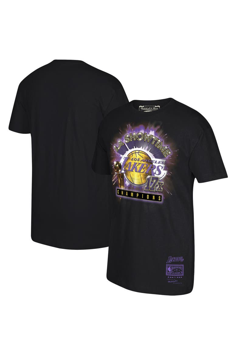 Men's Mitchell & Ness Black Los Angeles Lakers Showtime 17X T-Shirt, Main, color, Black