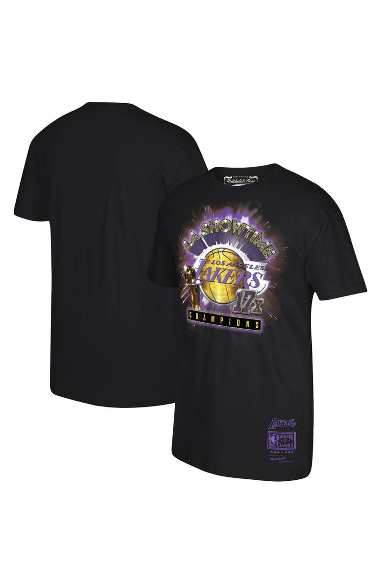 Mitchell & Ness Men's Mitchell & Ness Black Los Angeles Lakers Showtime 17X T-Shirt, Main, color,