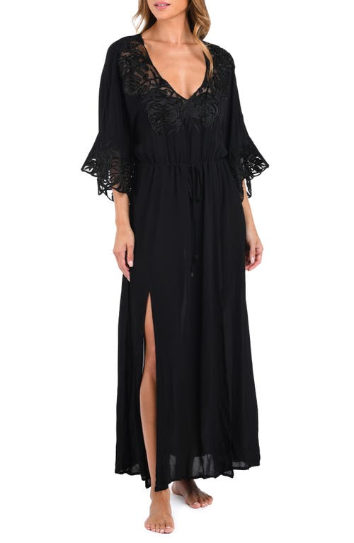 L Agence L'agence Deanna Long Sleeve Cover-up Maxi Dress In Black