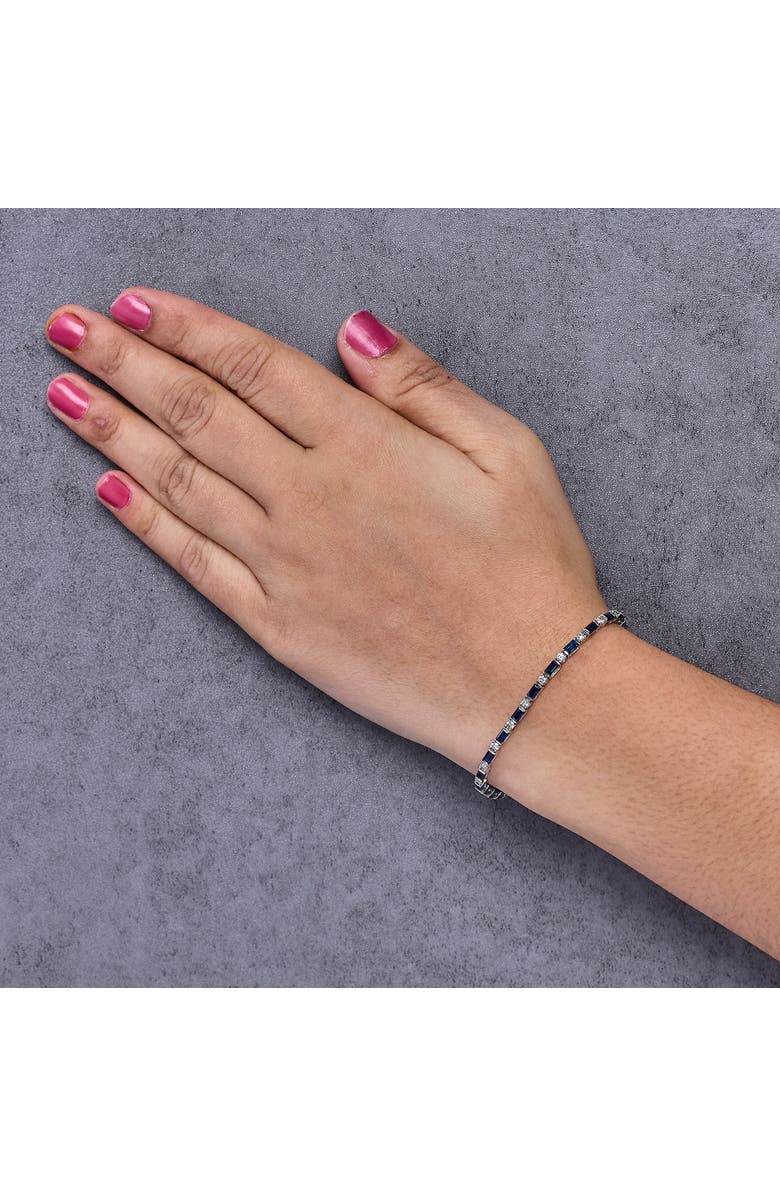 Haus of Brilliance 14K Gold 1 1/10 Cttw Diamond and Sapphire Link Tennis Bracelet, Alternate, color, White