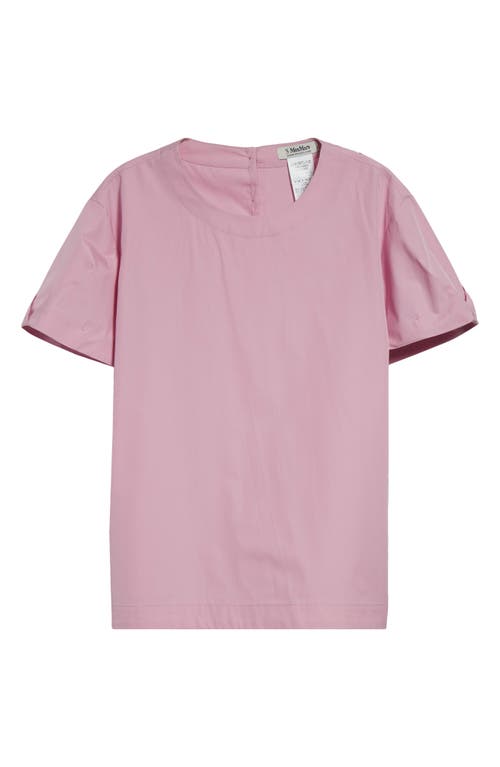 Max Mara Dahlia Puff Sleeve Cotton Top In Hydrangea Pink