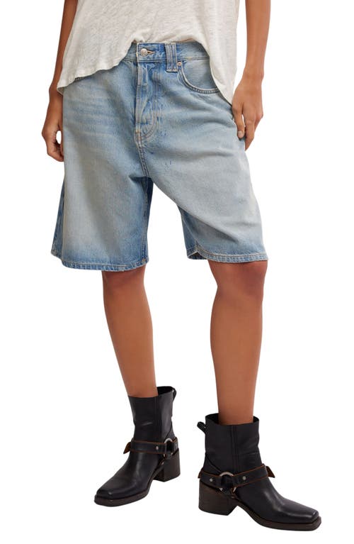 Shop Free People Montana Denim Bermuda Shorts In Cowgirl Blues