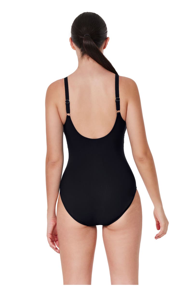 Profile by Gottex Tutti Frutti D-Cup V-Neck Gold Beaded One Piece, Alternate, color, Black