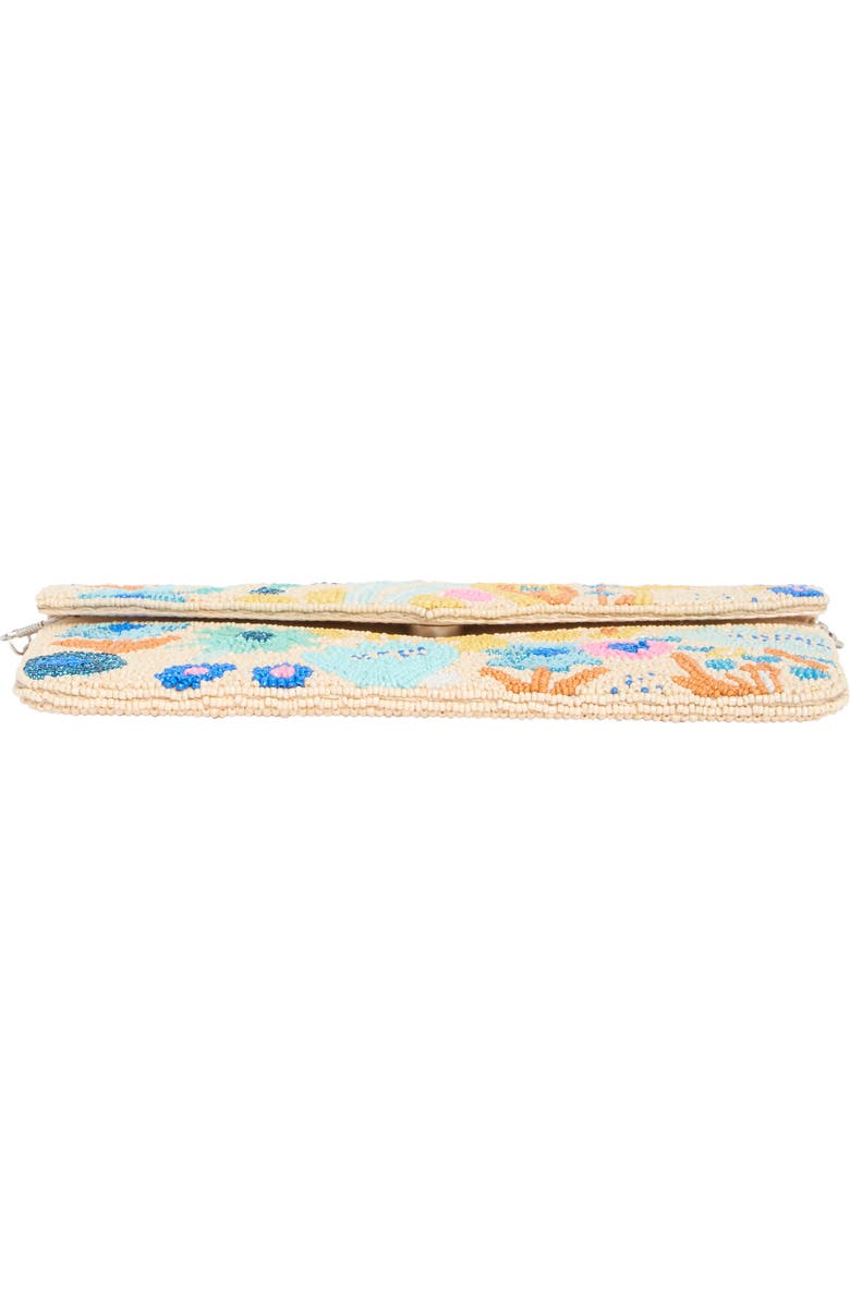 Collection XIIX Beaded Abstract Floral Flap Clutch, Alternate, color, Beige Multi