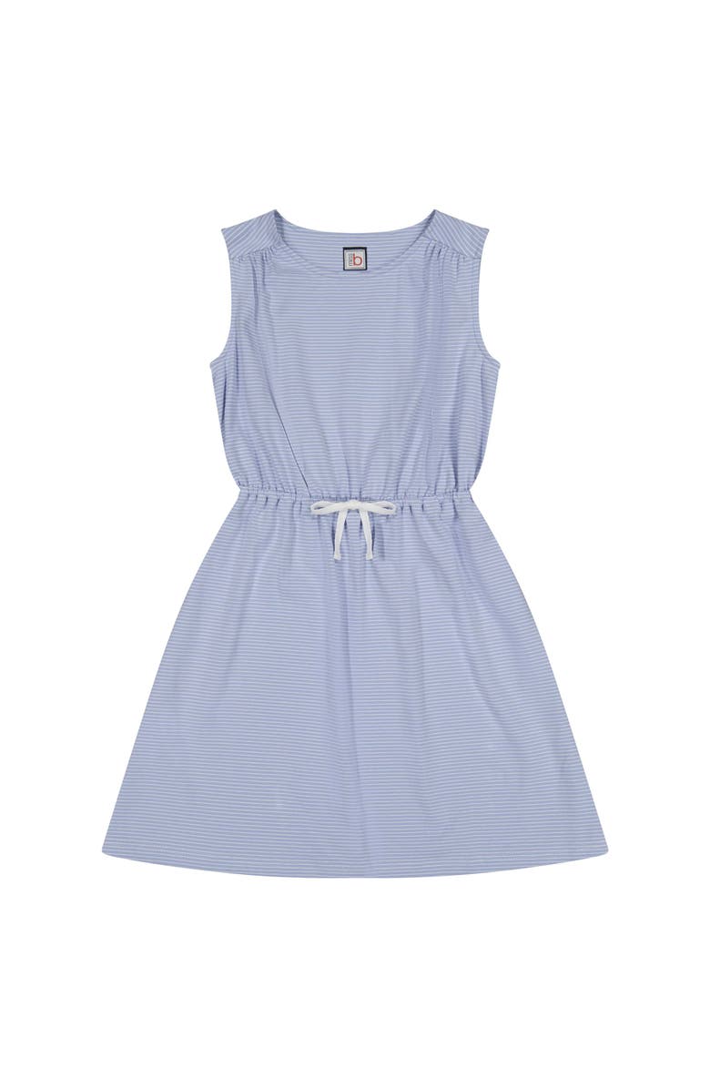 Busy Bees Lindsey Drawstring Dress Cornflower Blue Mini Stripe, Main, color, Cornflower Blue Mini Stripe