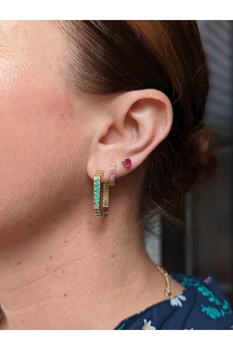 Spark Octagon Hoop Earring, Alternate, color, Emerald-Gold