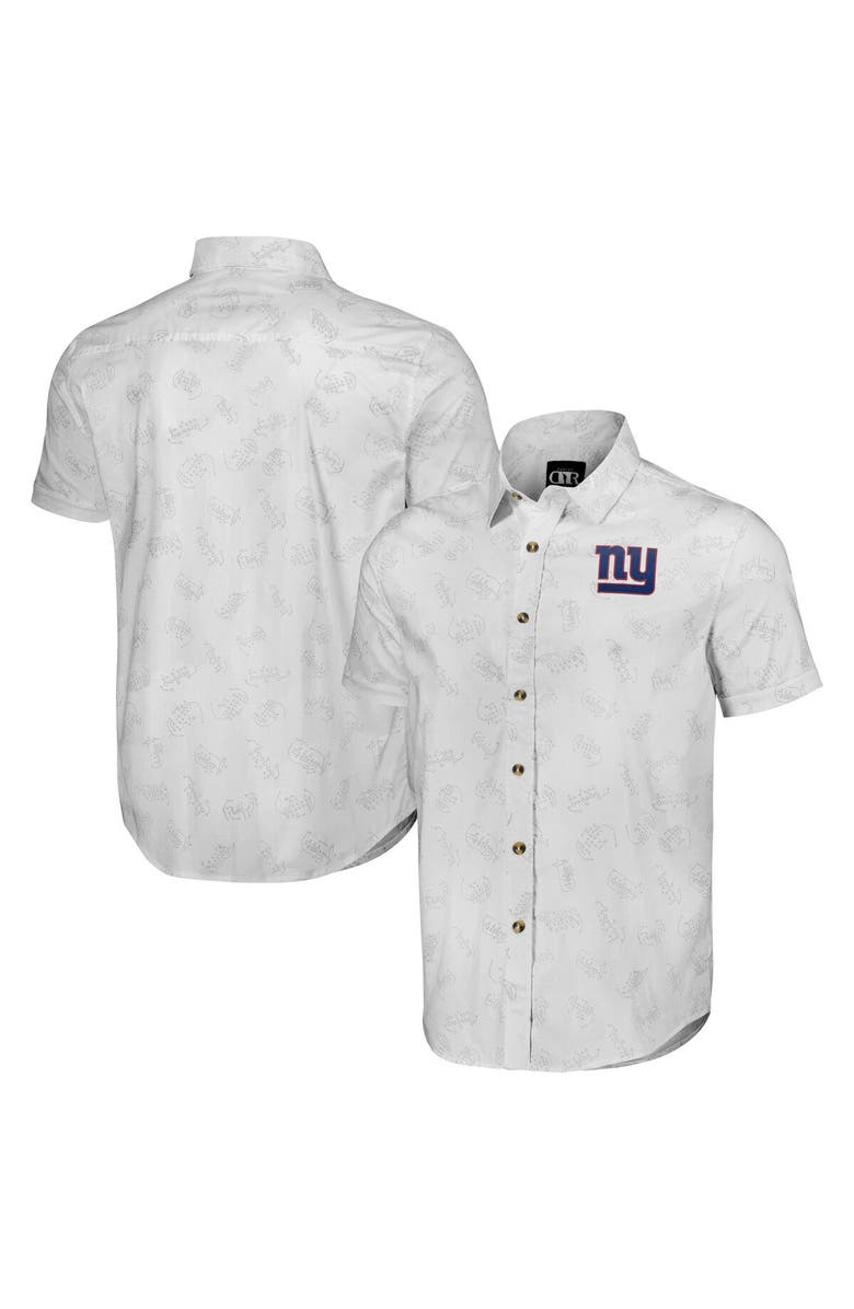 NFL X DARIUS RUCKER Men's NFL x Darius Rucker Collection by Fanatics White New York Giants Woven Short Sleeve Button Up Shirt, Main, color, 