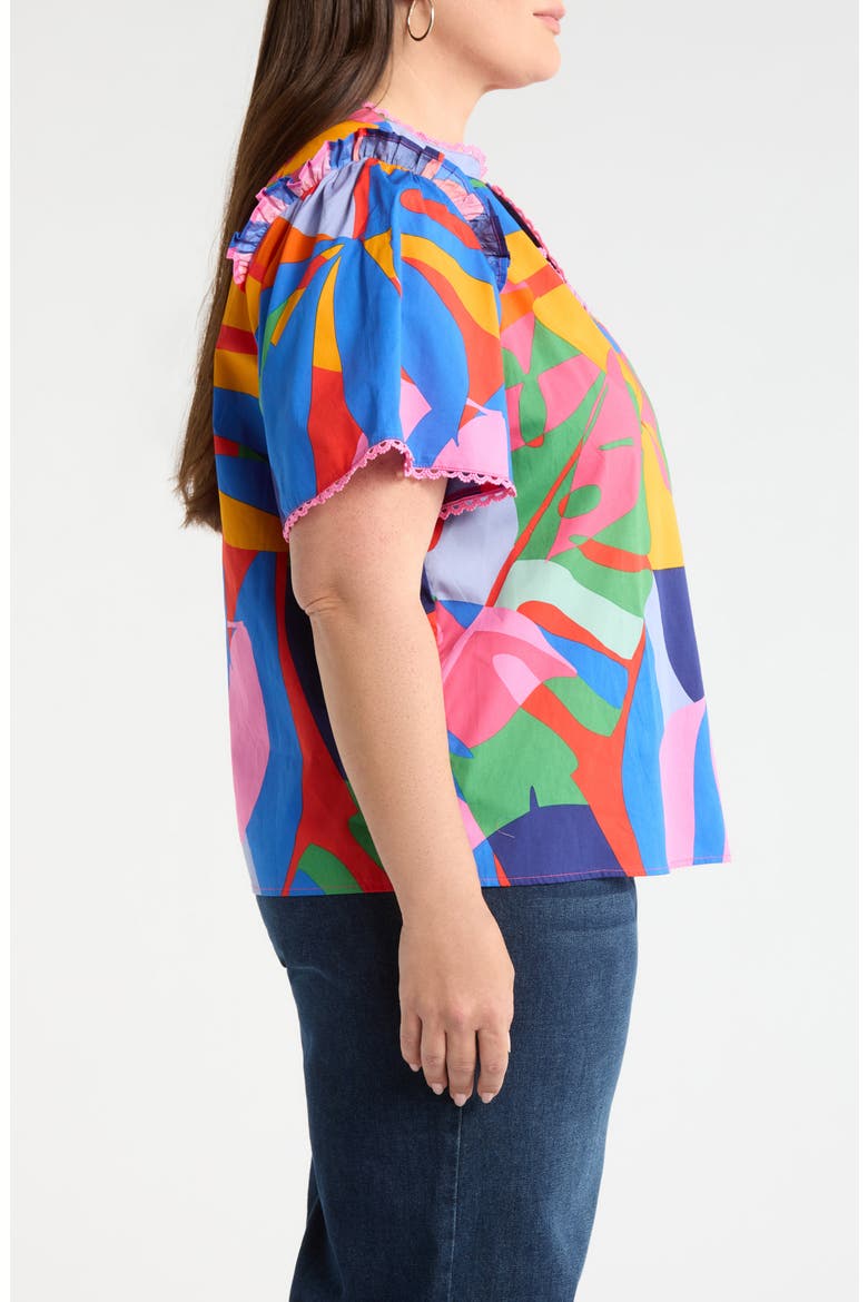Chroma Abstract Winslet Ruffle Top, Alternate, color, RED-BLUE-MULTI