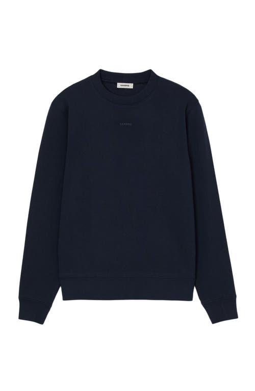 Sandro Mens Midnight Blue Tonal-logo Crewneck Cotton-jersey Sweatshirt In Blue
