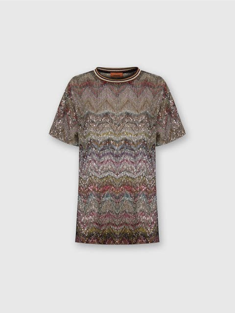Short Sleeve T-shirt With Zigzag And Sequins